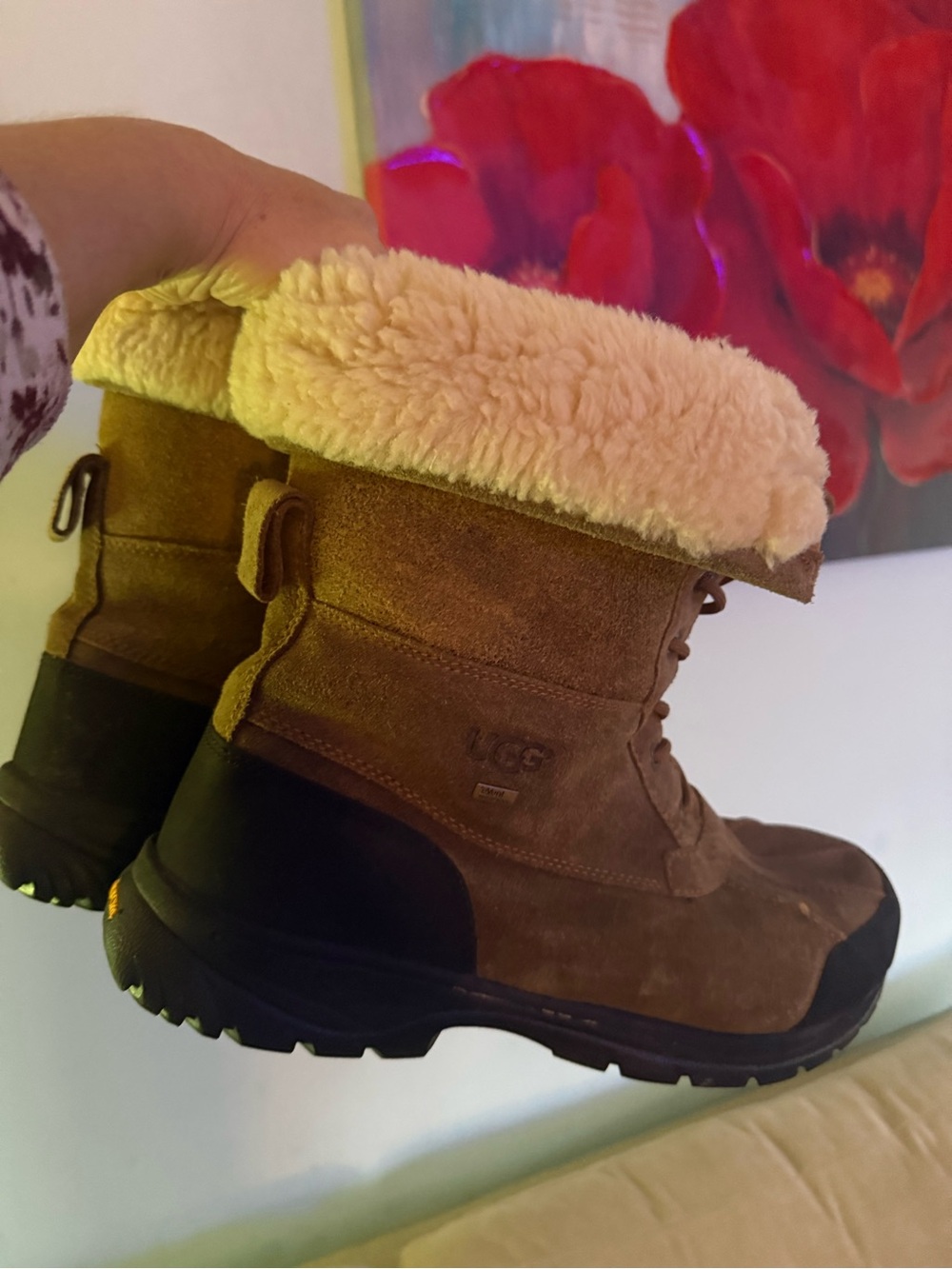 UGG Men’s Suede Waterproof Sheepskin Butte Snow Boots Brown US 14 EU 48.5